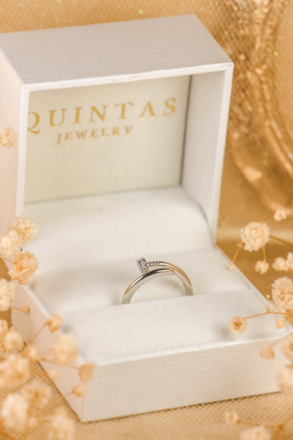 Minimalist Nail Silver Ring (Adjustable)