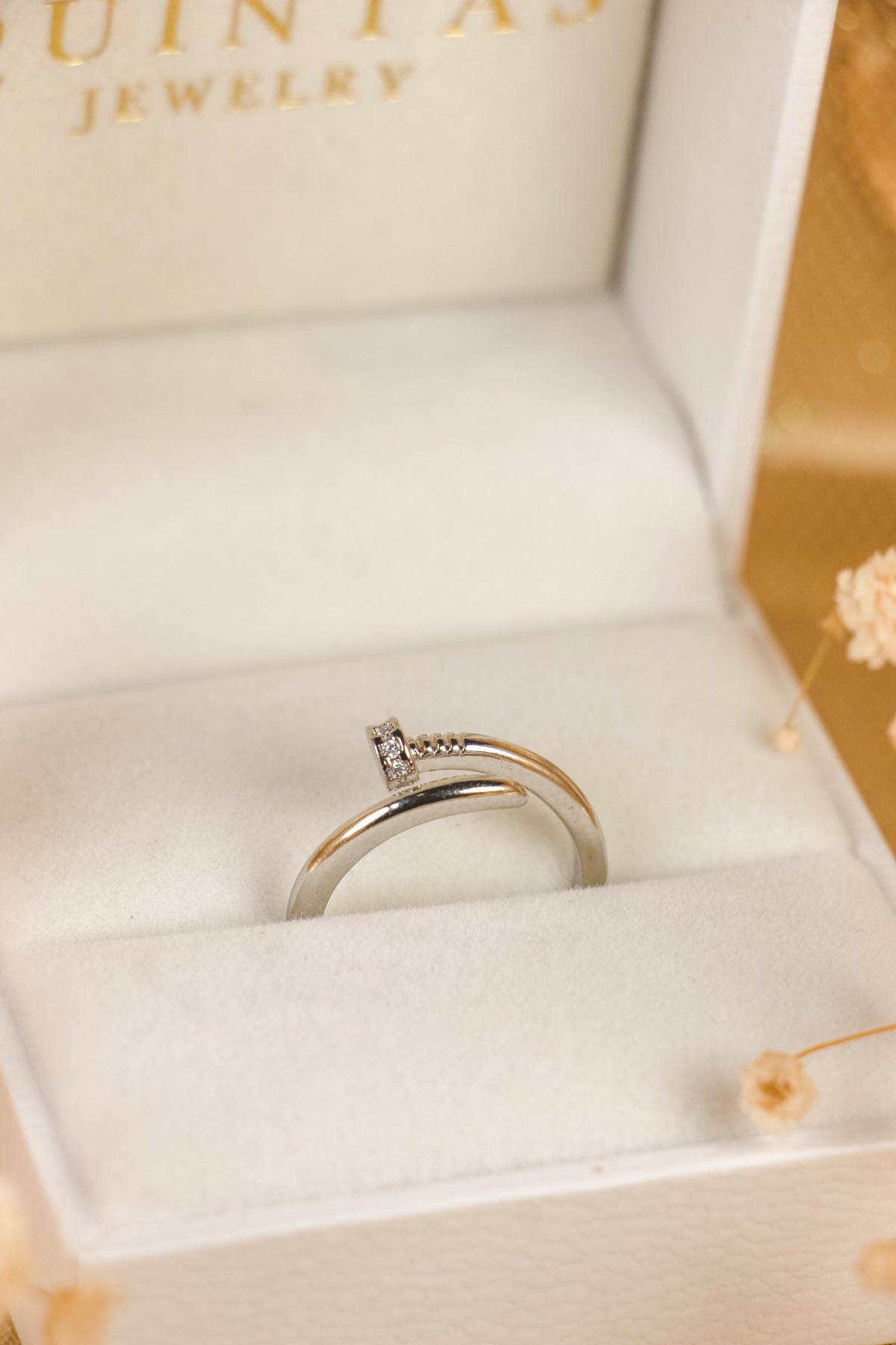 Minimalist Nail Silver Ring (Adjustable)