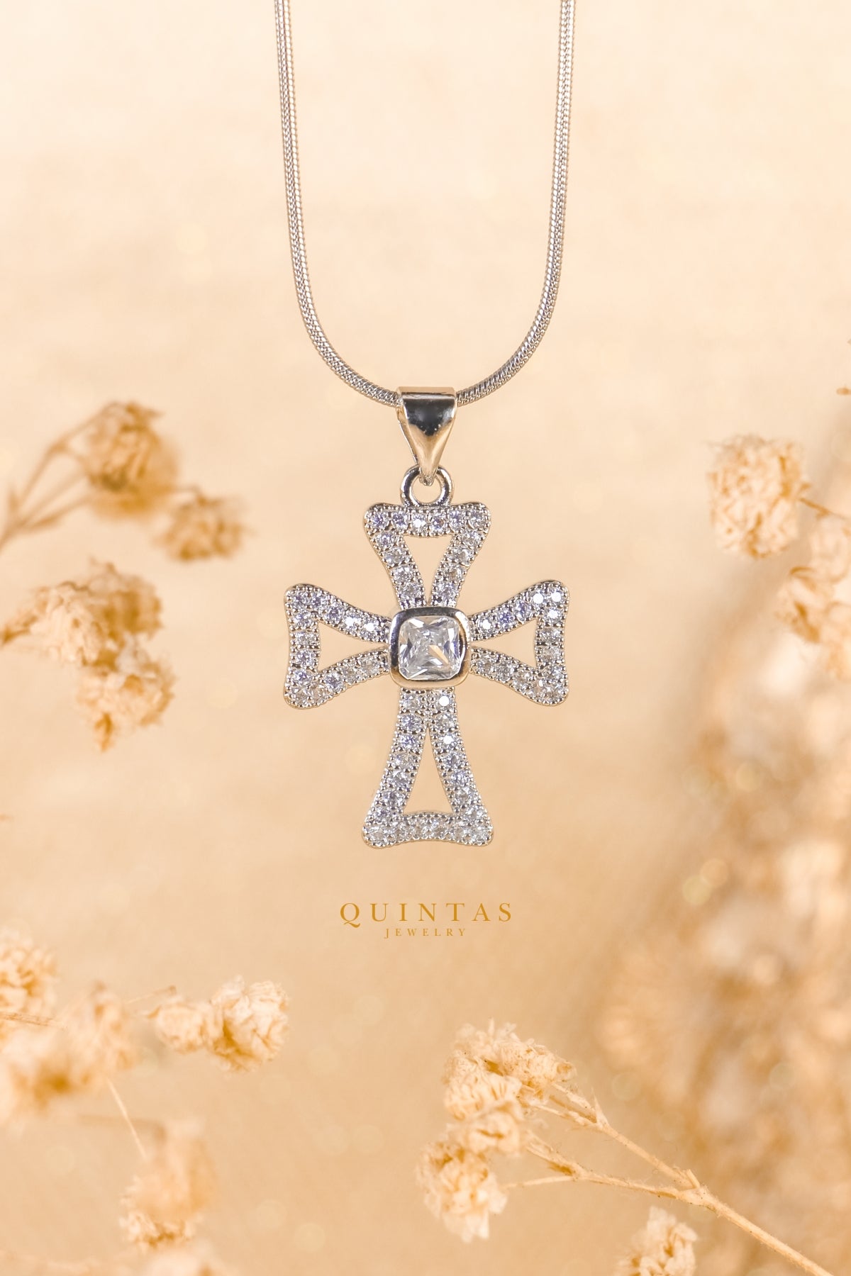 Harmony Diamond Cross Silver Necklace