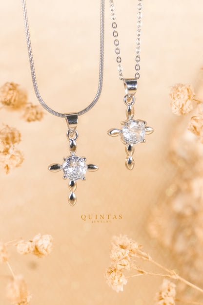 Dainty Cross Diamond Silver Necklace