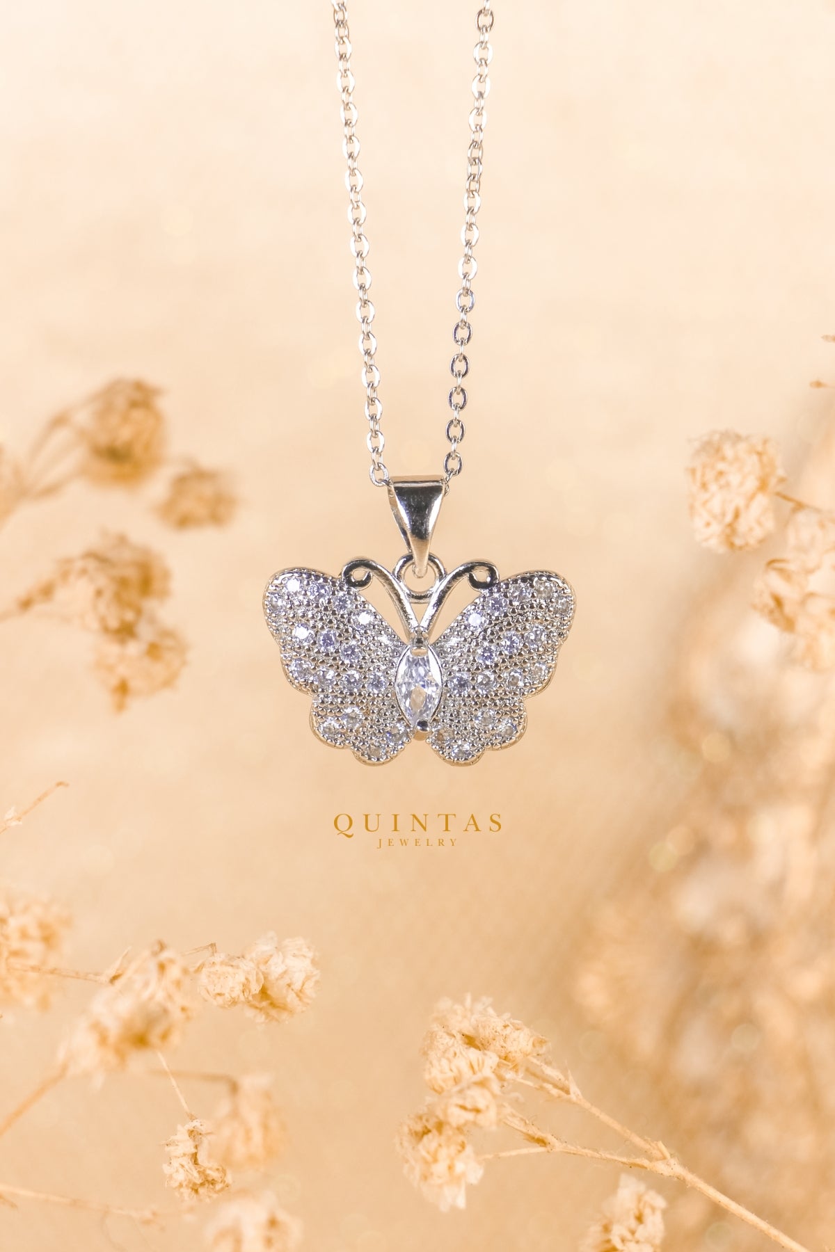 Jane Butterfly Silver Necklace