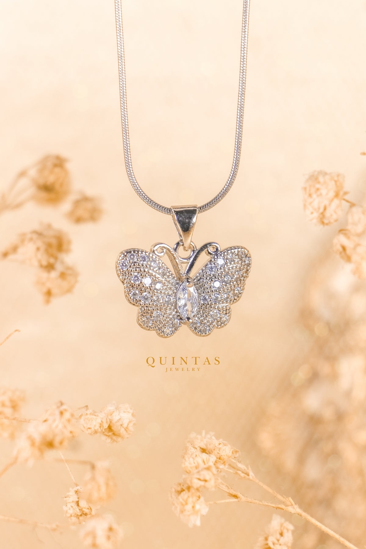 Jane Butterfly Silver Necklace