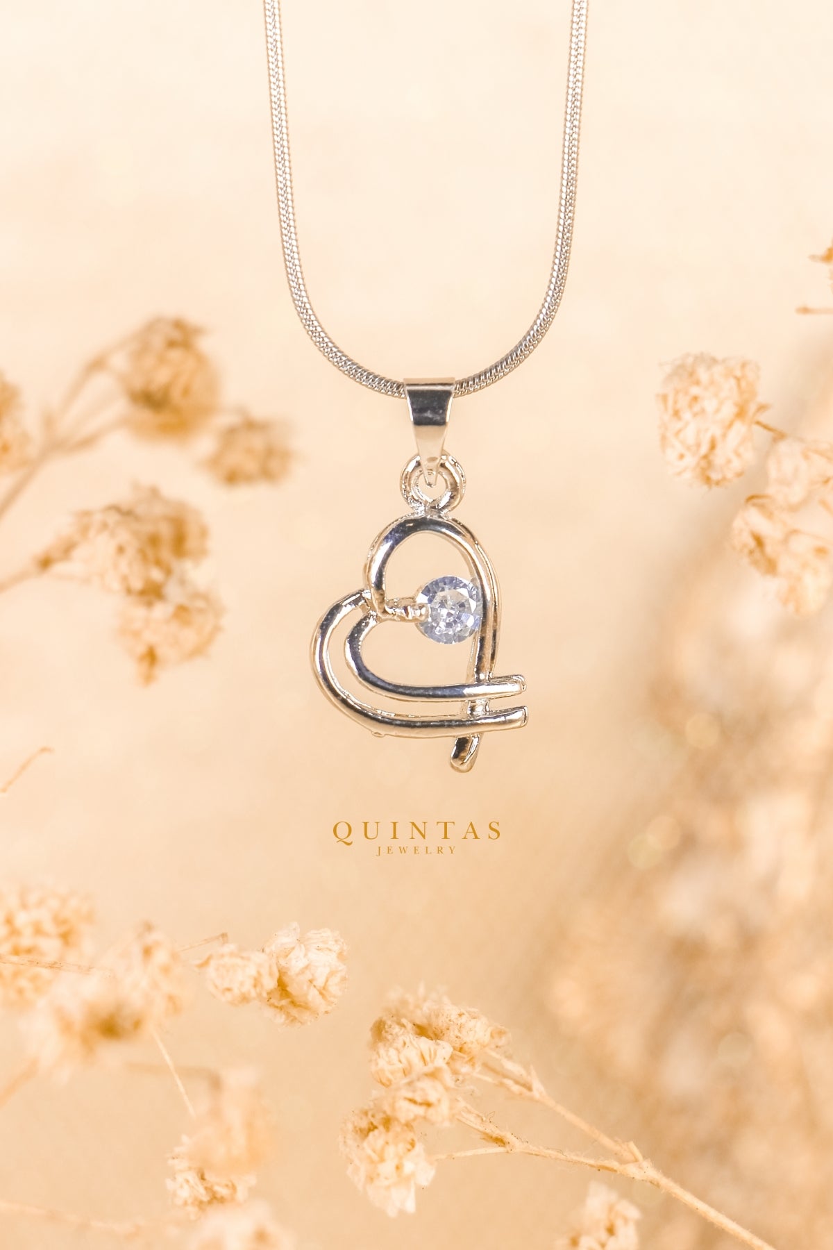 Interwined Hearts Silver Necklace