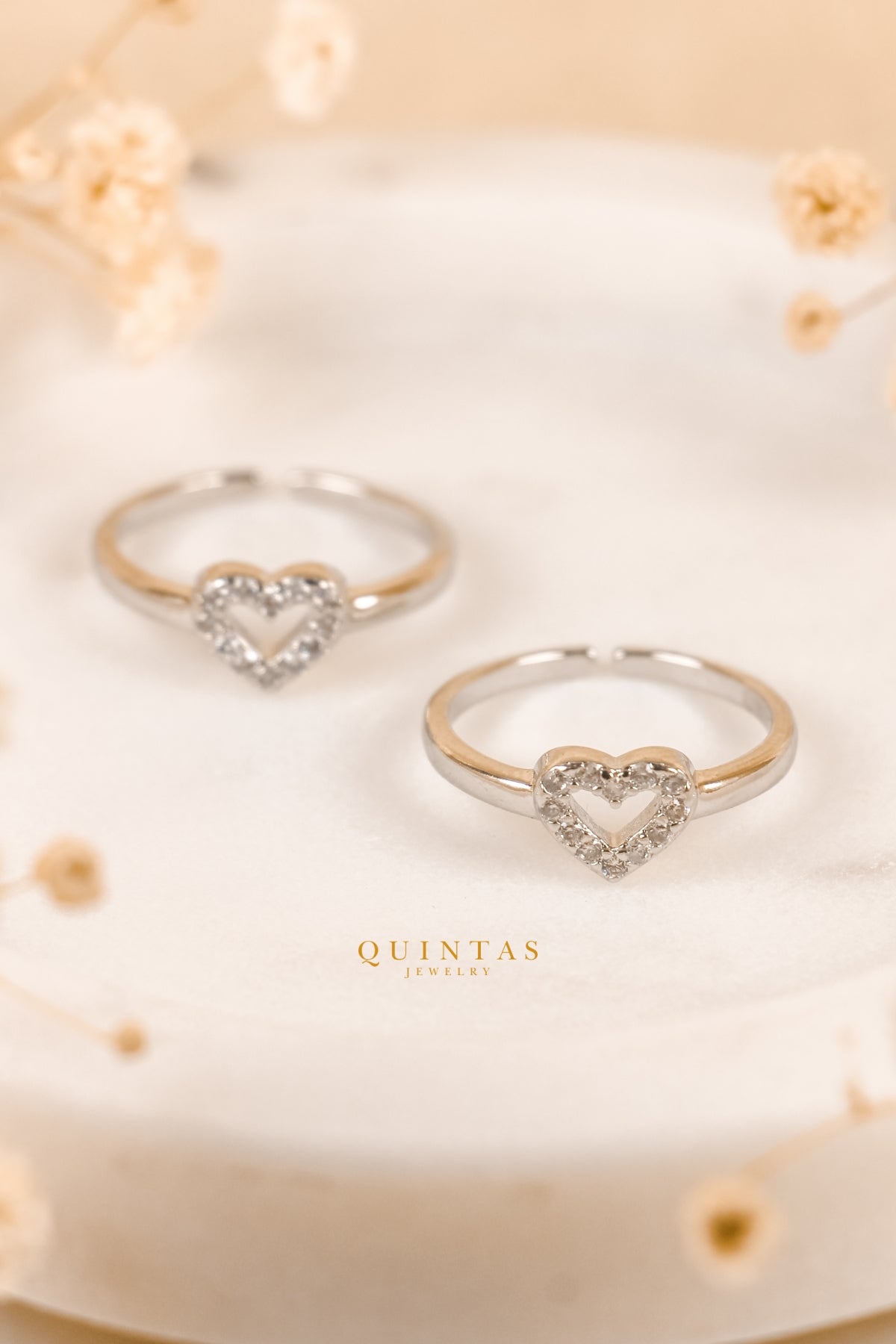 Amelia Heart Silver Ring (Adjustable)