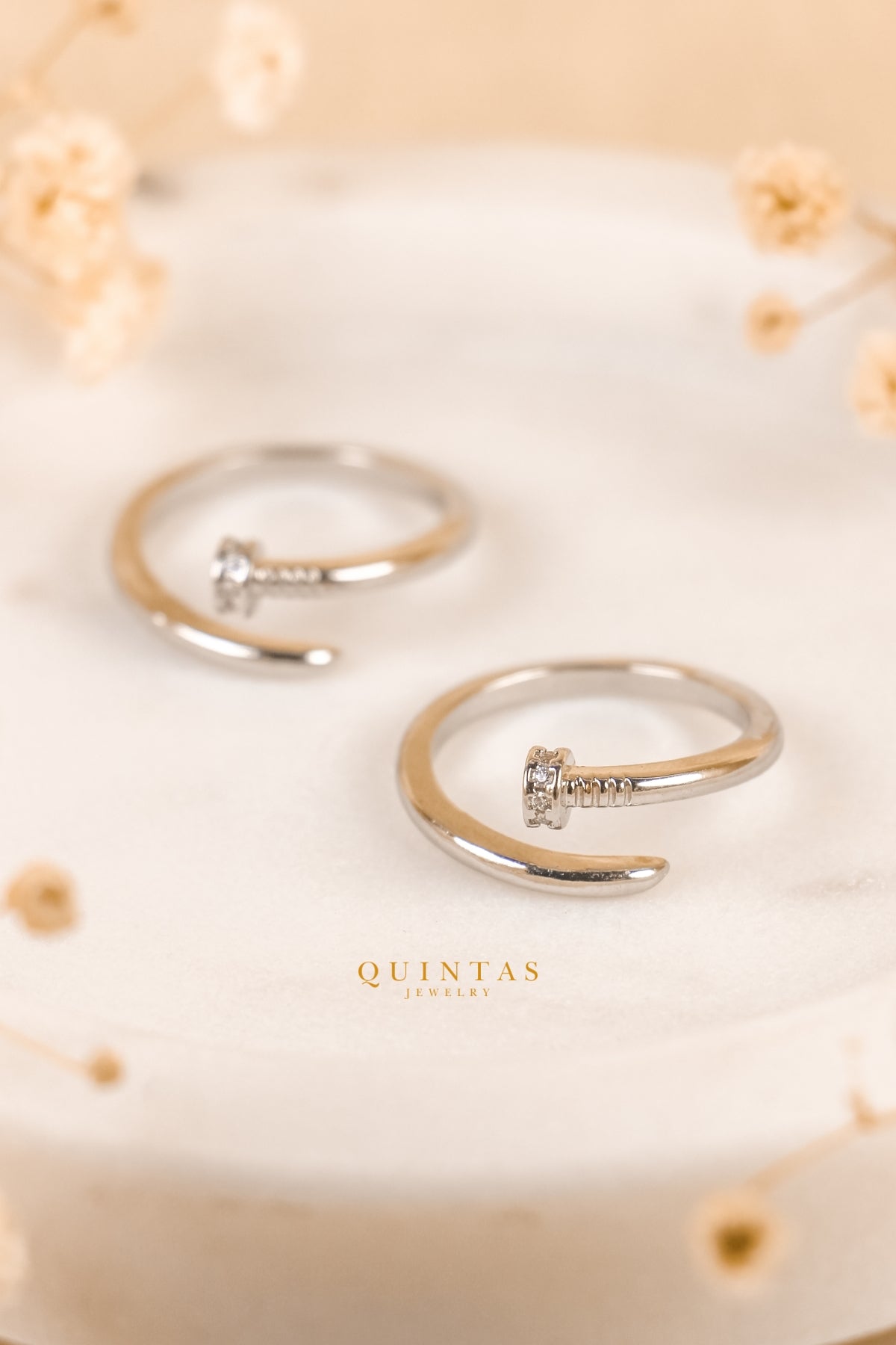 Minimalist Nail Silver Ring (Adjustable)
