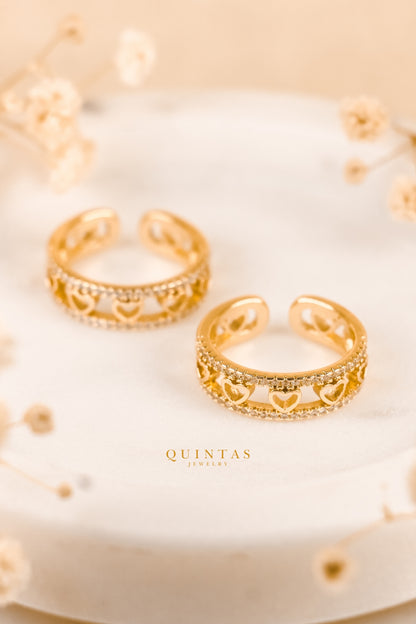 Valeria Heart Band Ring (Adjustable)
