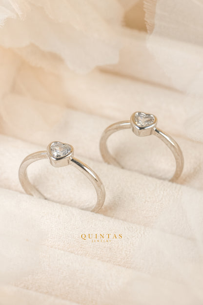 Alina Heart Silver Ring (Adjustable)