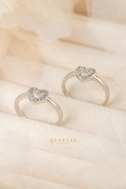 Amelia Heart Silver Ring (Adjustable)