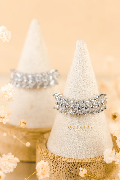 Sparkling Leaf Silver Ring (Adjustable)