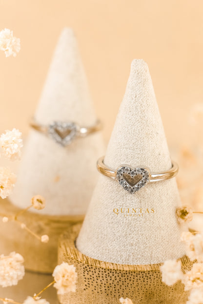 Amelia Heart Silver Ring (Adjustable)