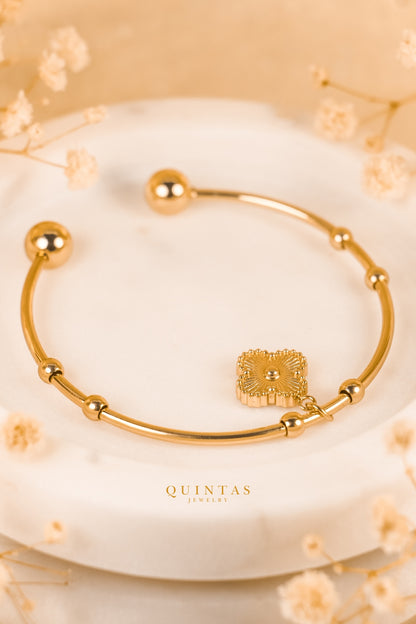 Four Leaf Clover Charm Bangle Bracelet