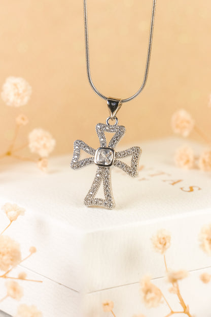 Harmony Diamond Cross Silver Necklace