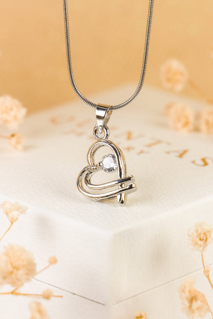 Interwined Hearts Silver Necklace
