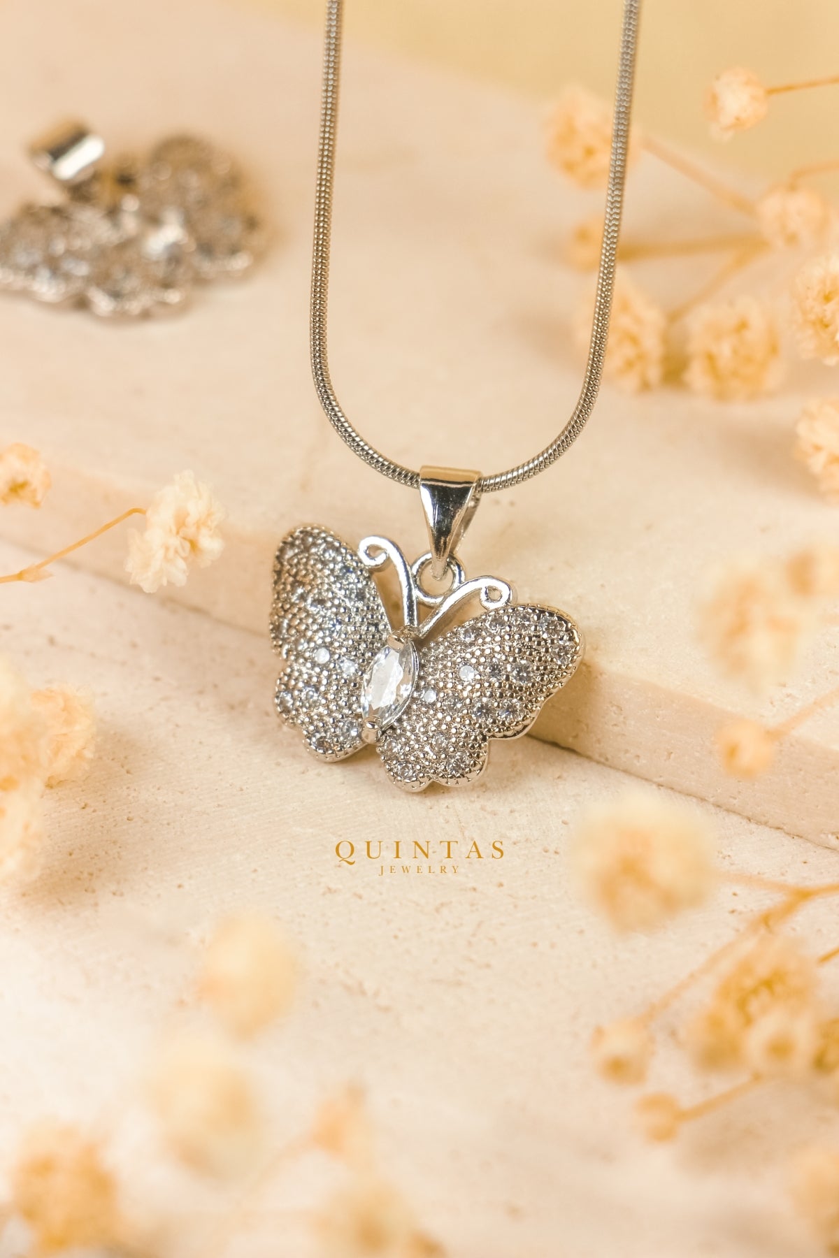 Jane Butterfly Silver Necklace