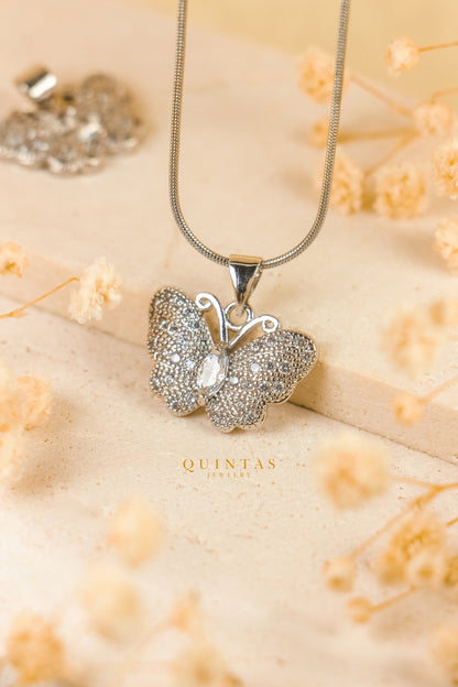 Jane Butterfly Silver Necklace
