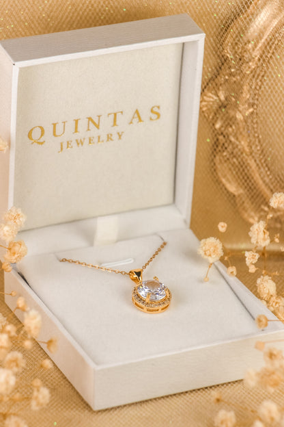 Solenne Diamond Halo Necklace