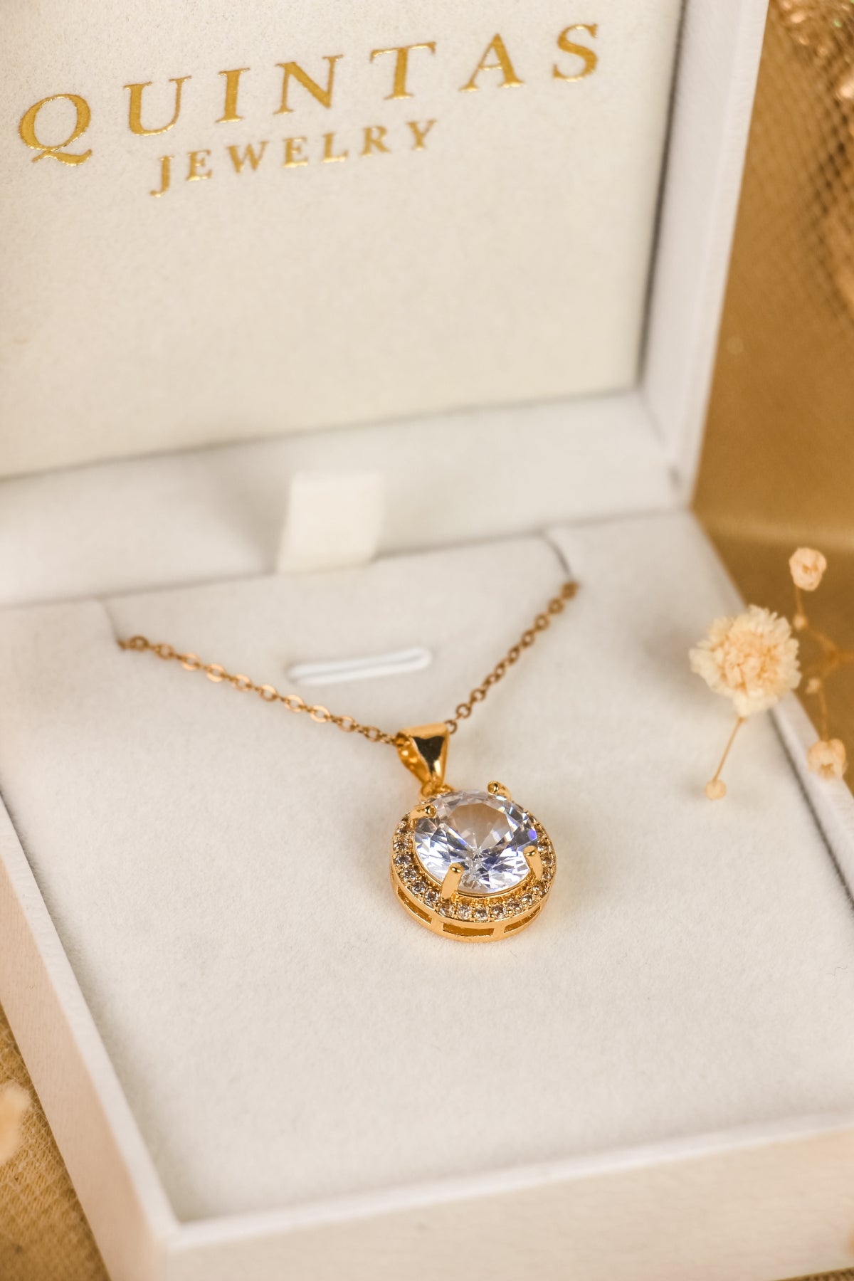 Solenne Diamond Halo Necklace