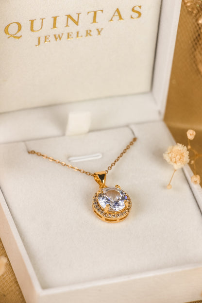 Solenne Diamond Halo Necklace