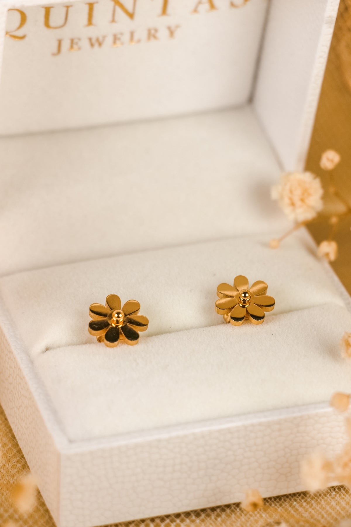 Roselle Flower Stud Earrings
