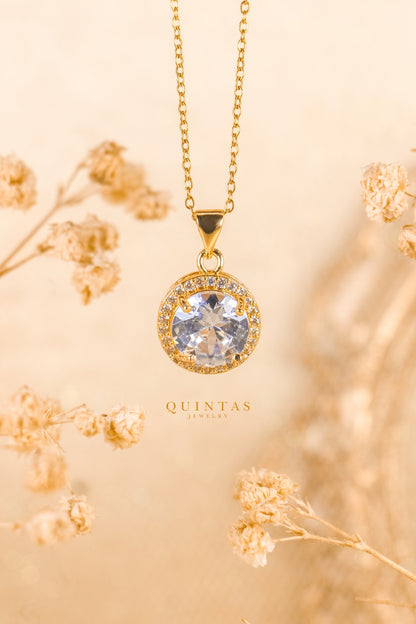 Solenne Diamond Halo Necklace