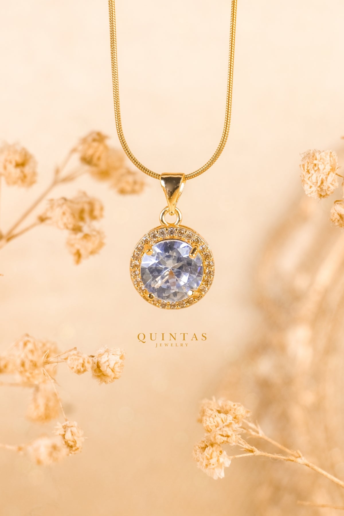Solenne Diamond Halo Necklace