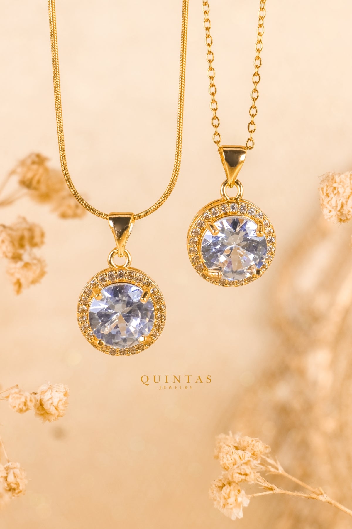 Solenne Diamond Halo Necklace