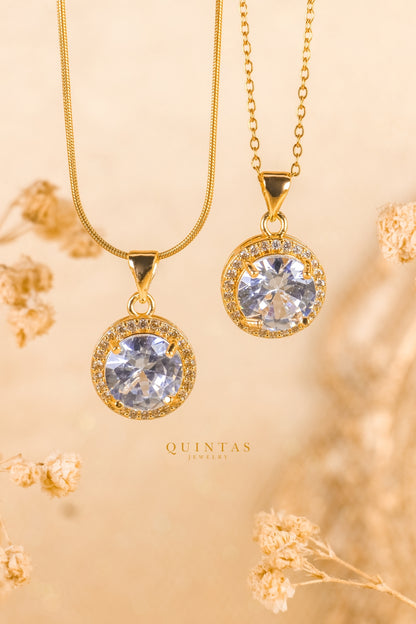 Solenne Diamond Halo Necklace