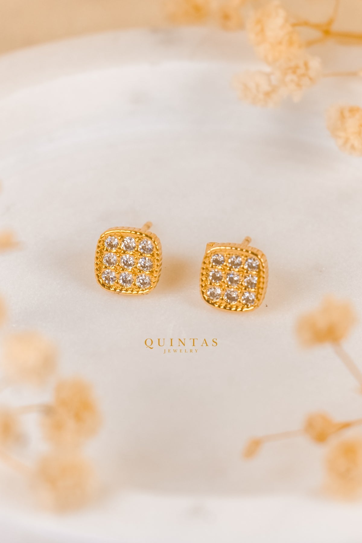 Luster Square Stud Earrings