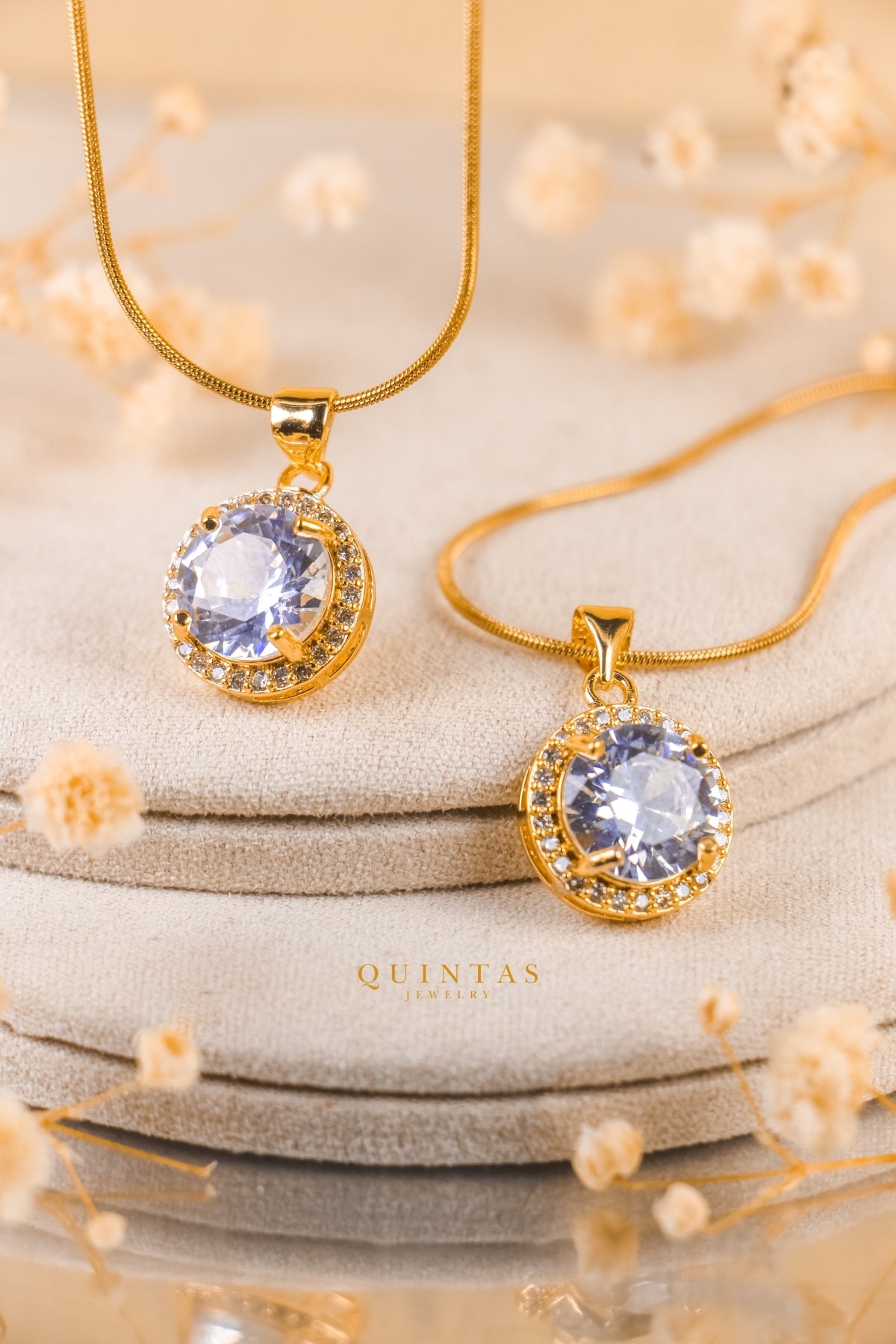 Solenne Diamond Halo Necklace