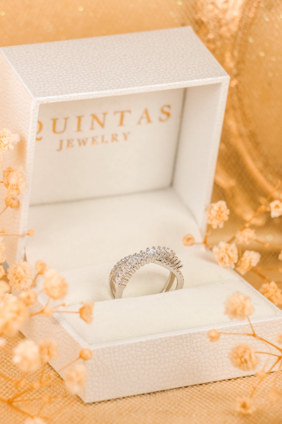 Elena Baguette Silver Infinity Ring (Adjustable)