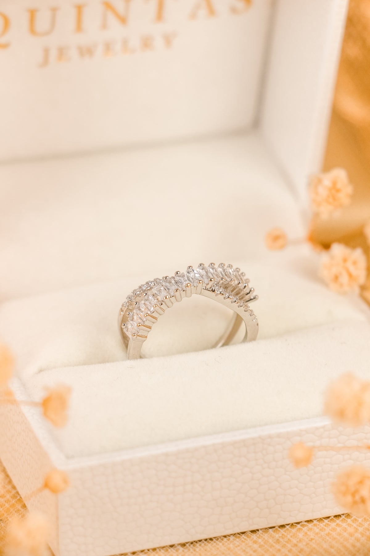 Elena Baguette Silver Infinity Ring (Adjustable)