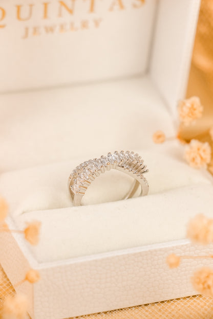 Elena Baguette Silver Infinity Ring (Adjustable)