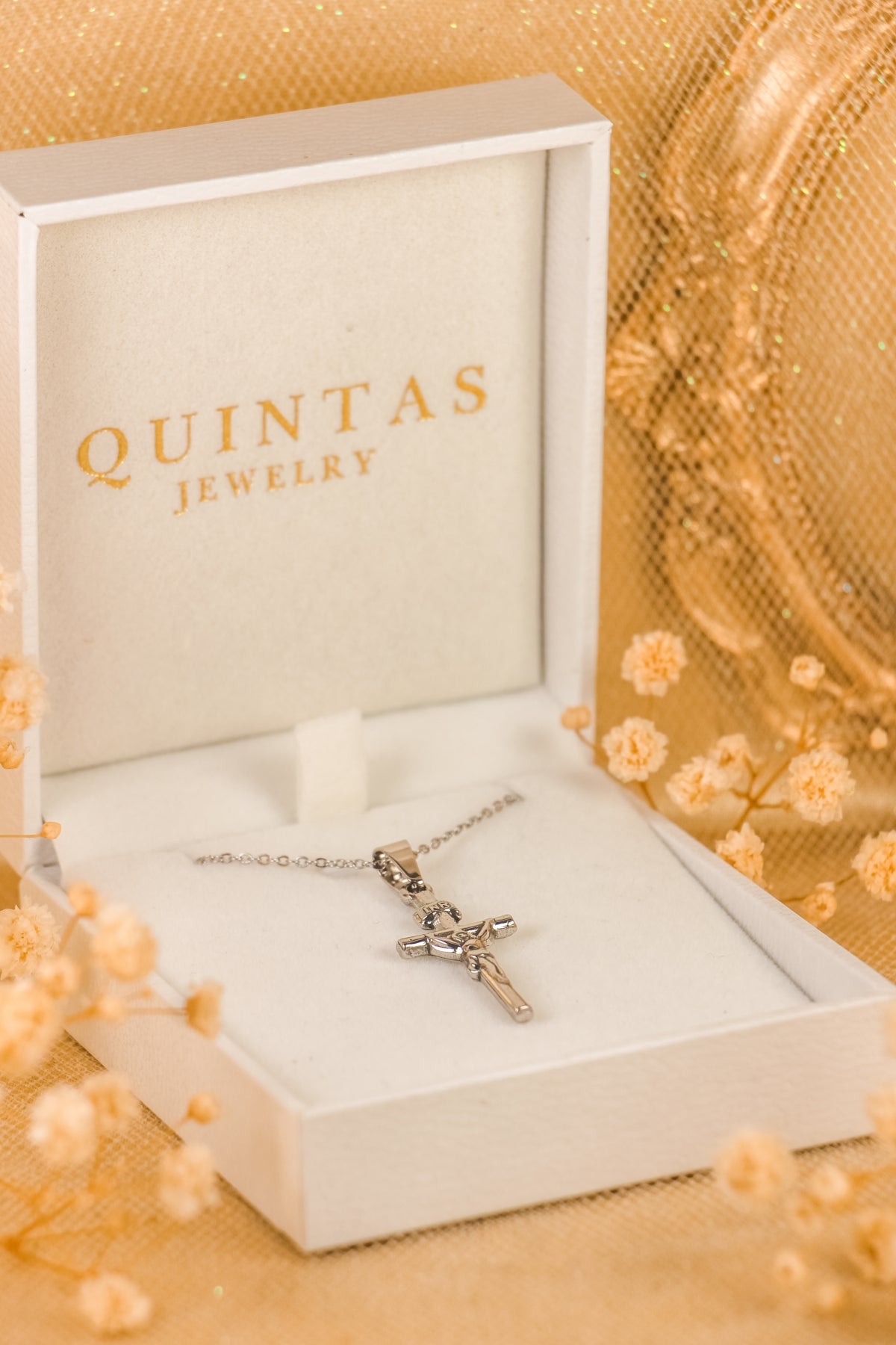 Jesus Crucifix Silver Necklace