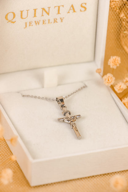 Jesus Crucifix Silver Necklace