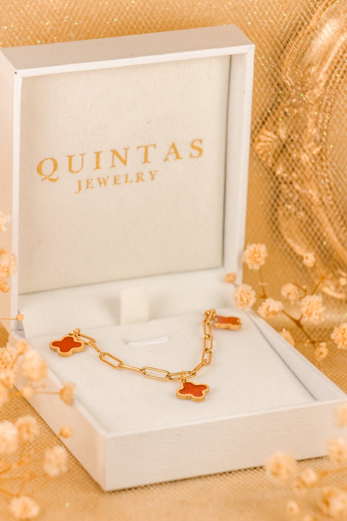 Scarlet Red Clover Bracelet