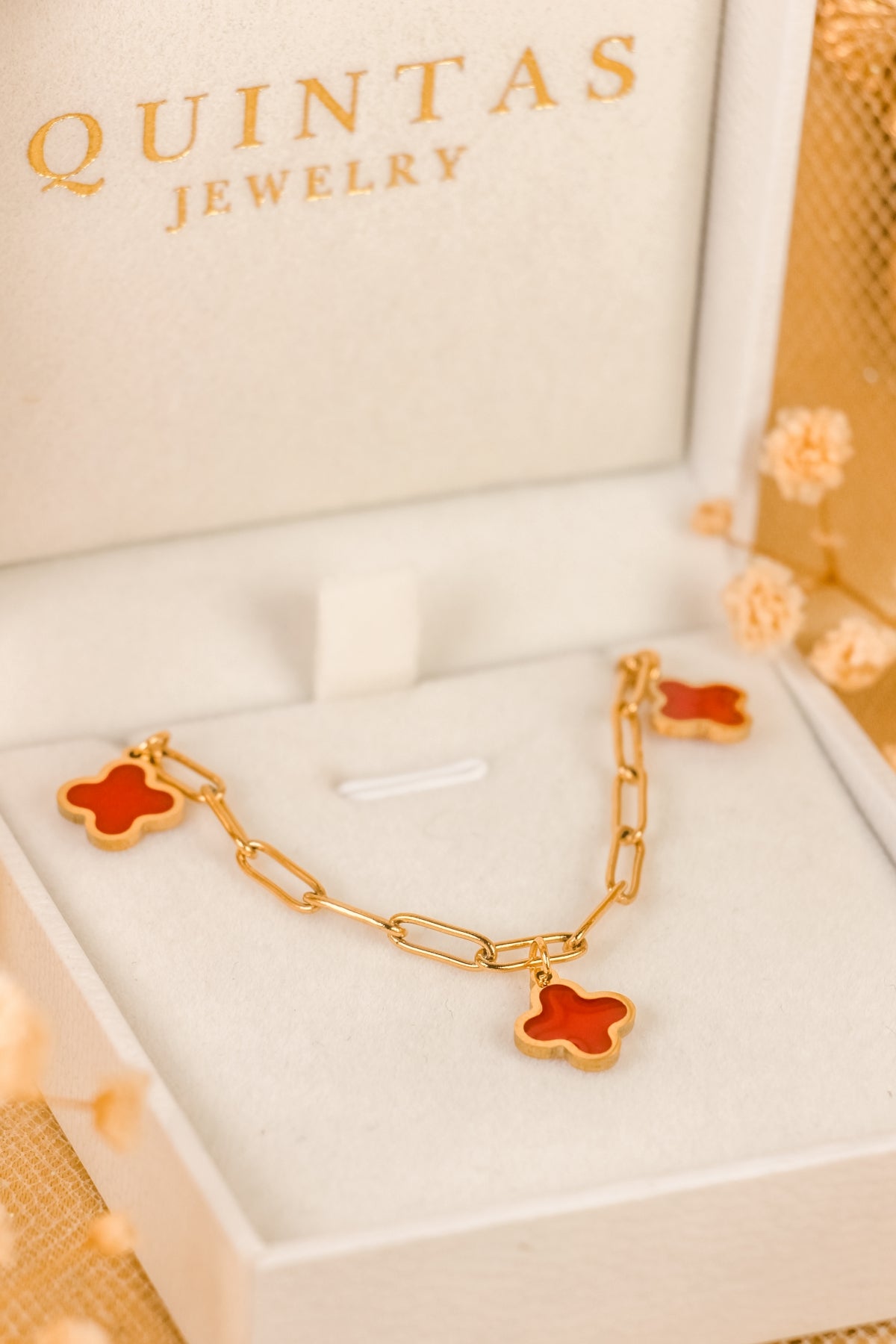 Scarlet Red Clover Bracelet