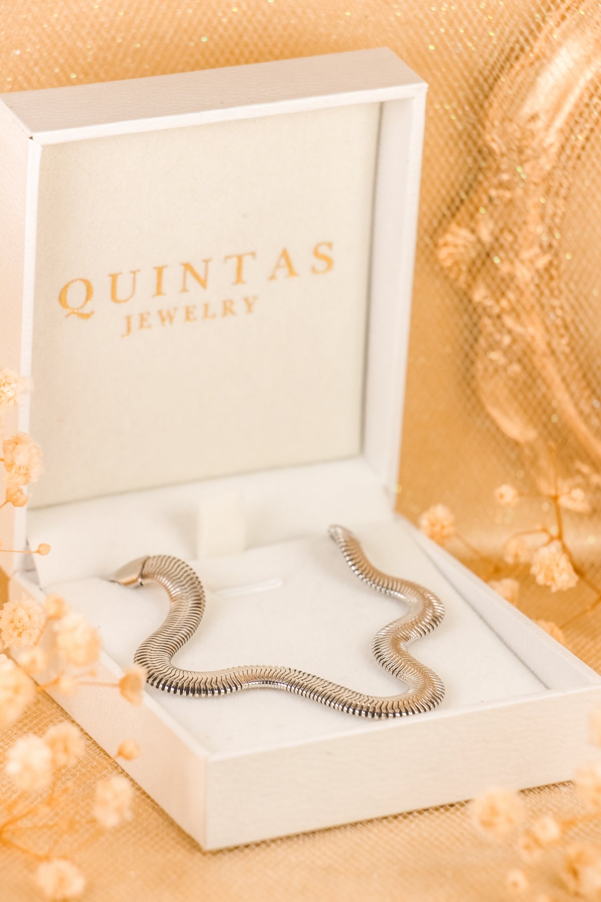 Flat Snake Silver Bracelet