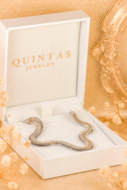 Flat Snake Silver Bracelet