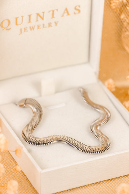 Flat Snake Silver Bracelet