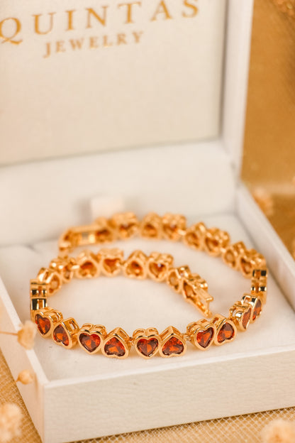 Ruby Hearts Bracelet