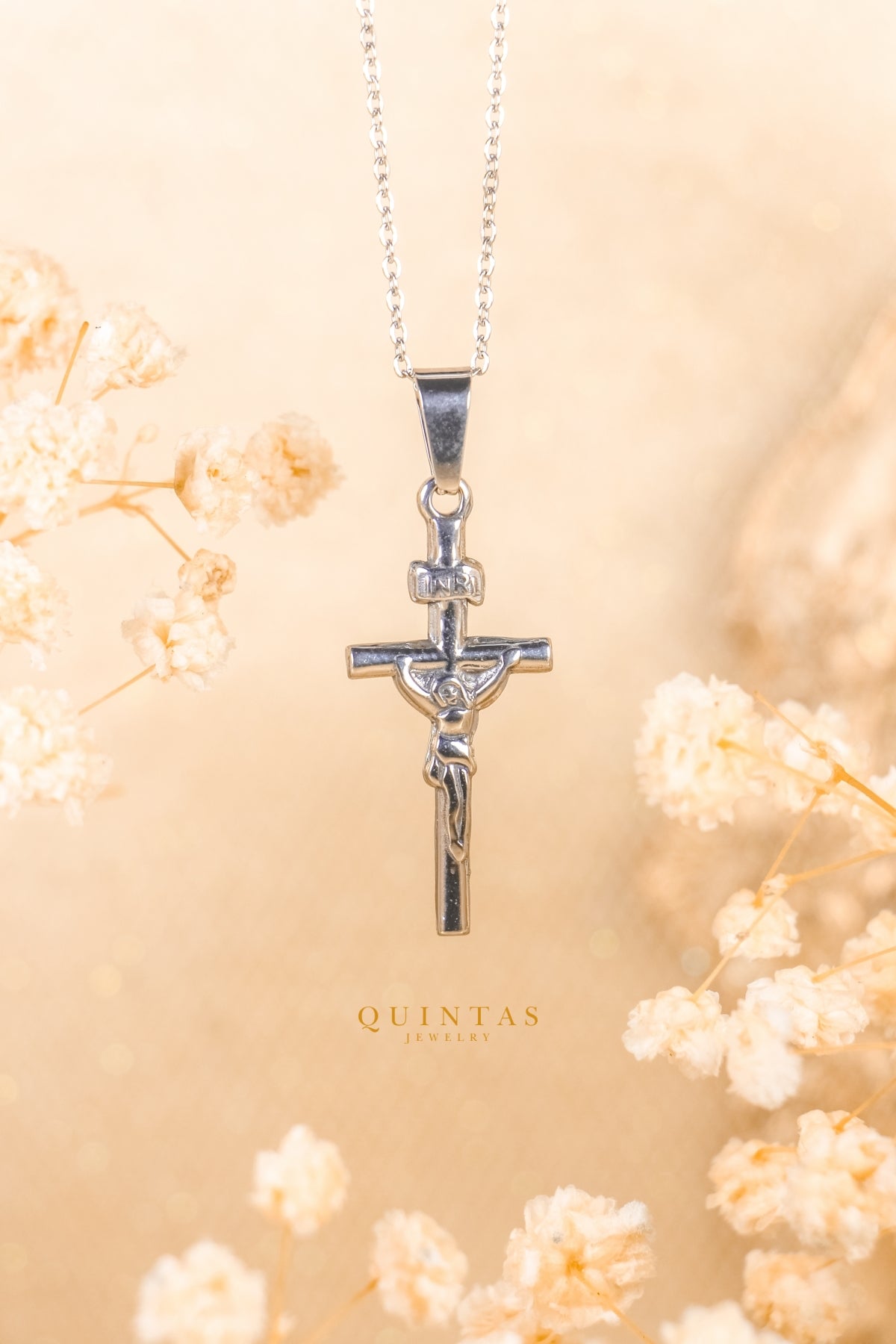 Jesus Crucifix Silver Necklace