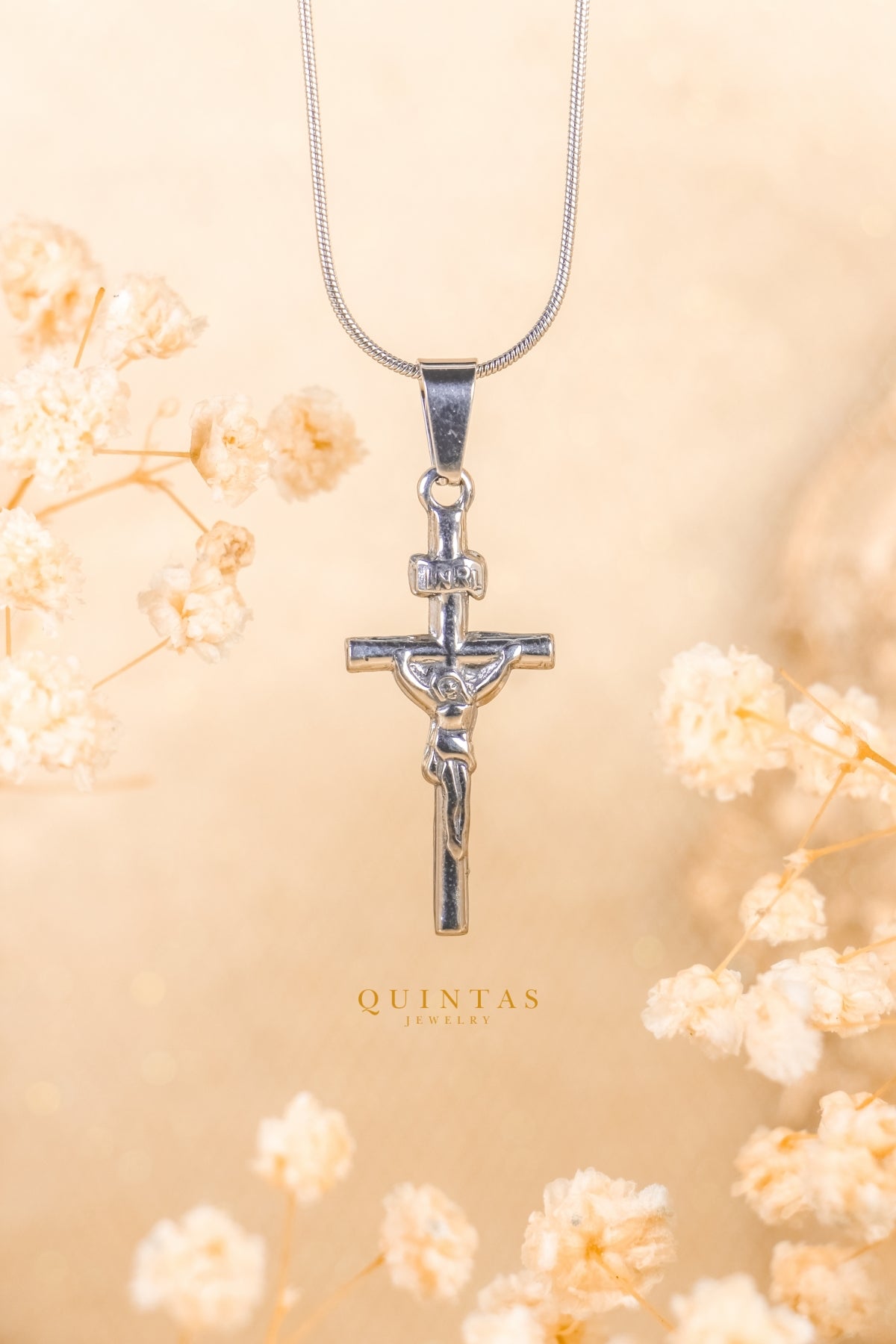 Jesus Crucifix Silver Necklace