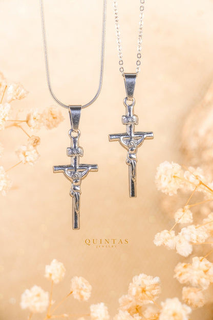 Jesus Crucifix Silver Necklace