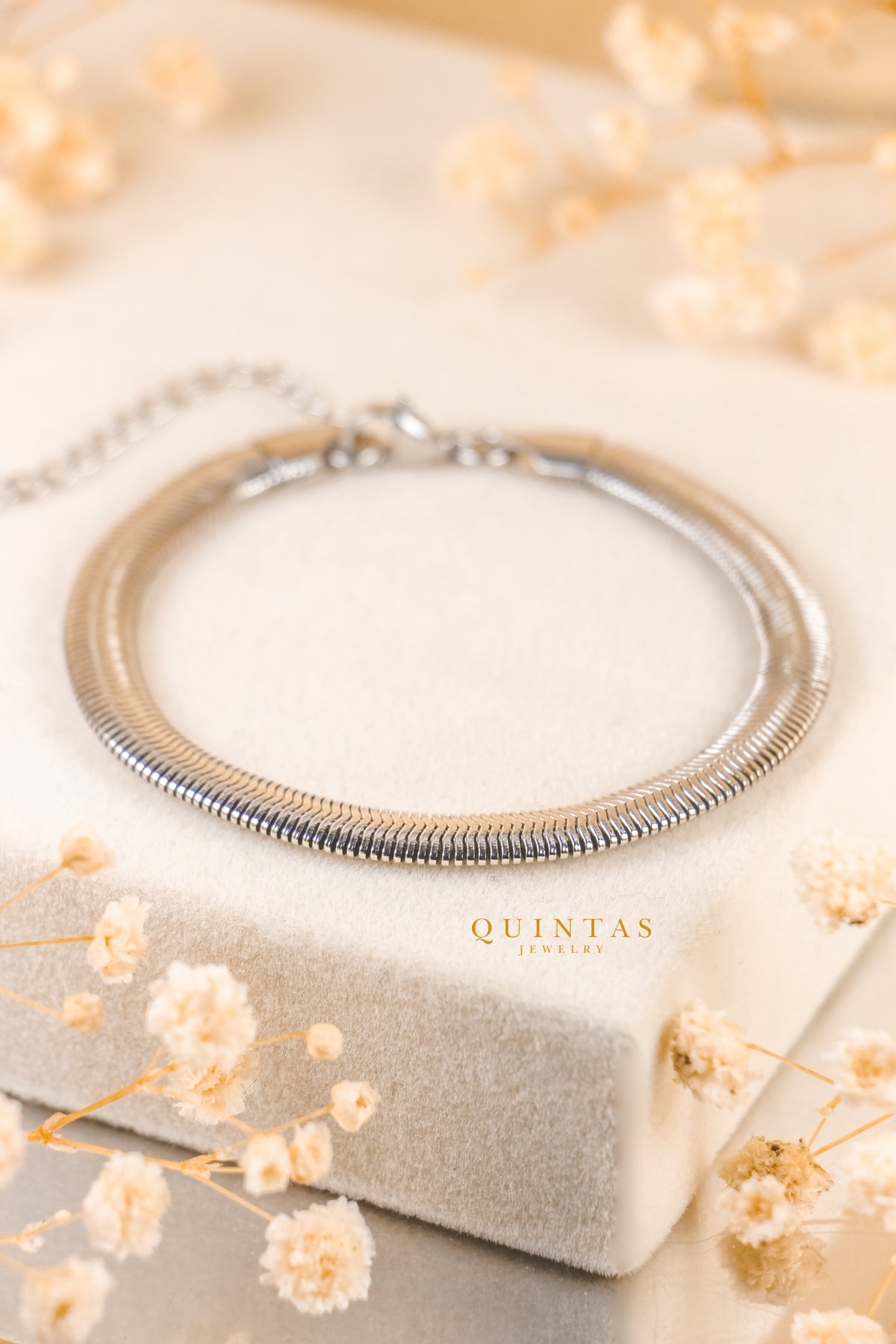 Flat Snake Silver Bracelet