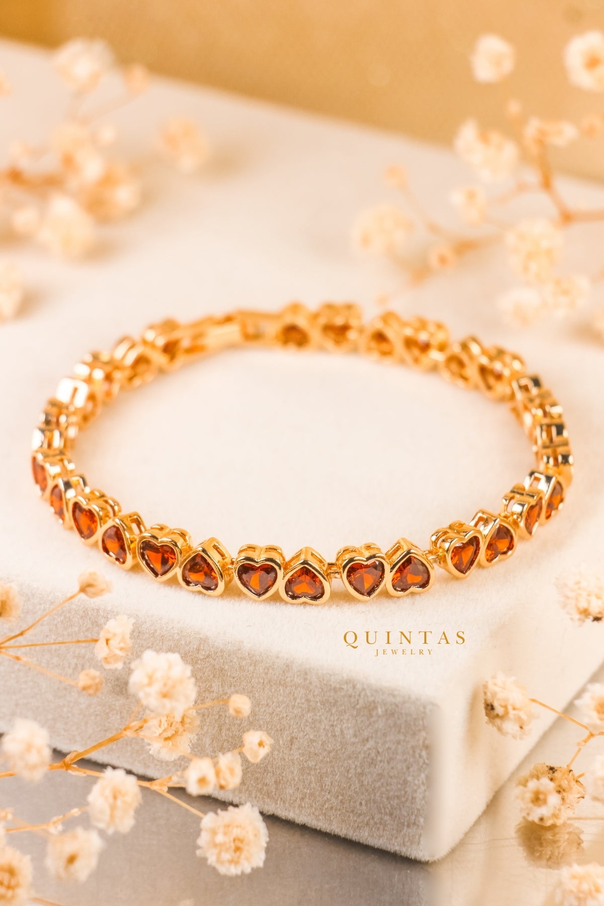 Ruby Hearts Bracelet