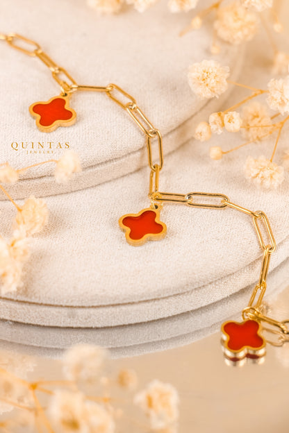 Scarlet Red Clover Bracelet