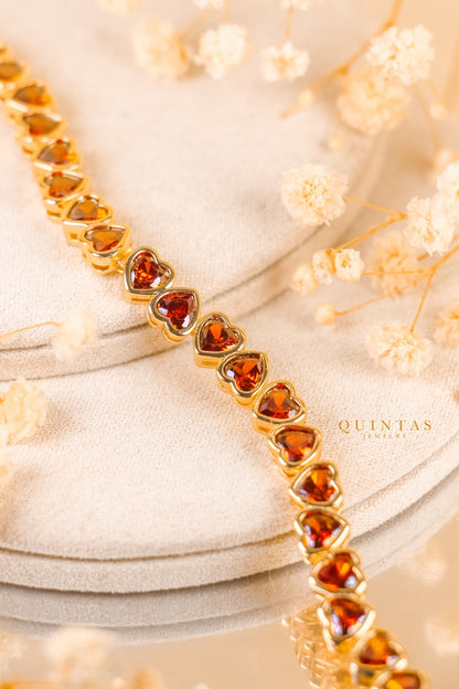 Ruby Hearts Bracelet