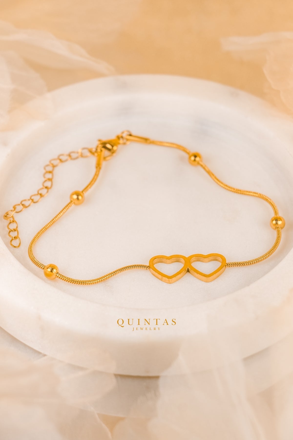 Two Hearts Bead Bracelet