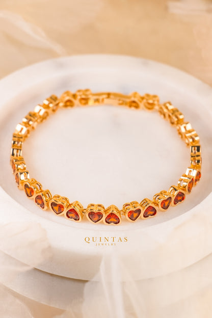 Ruby Hearts Bracelet