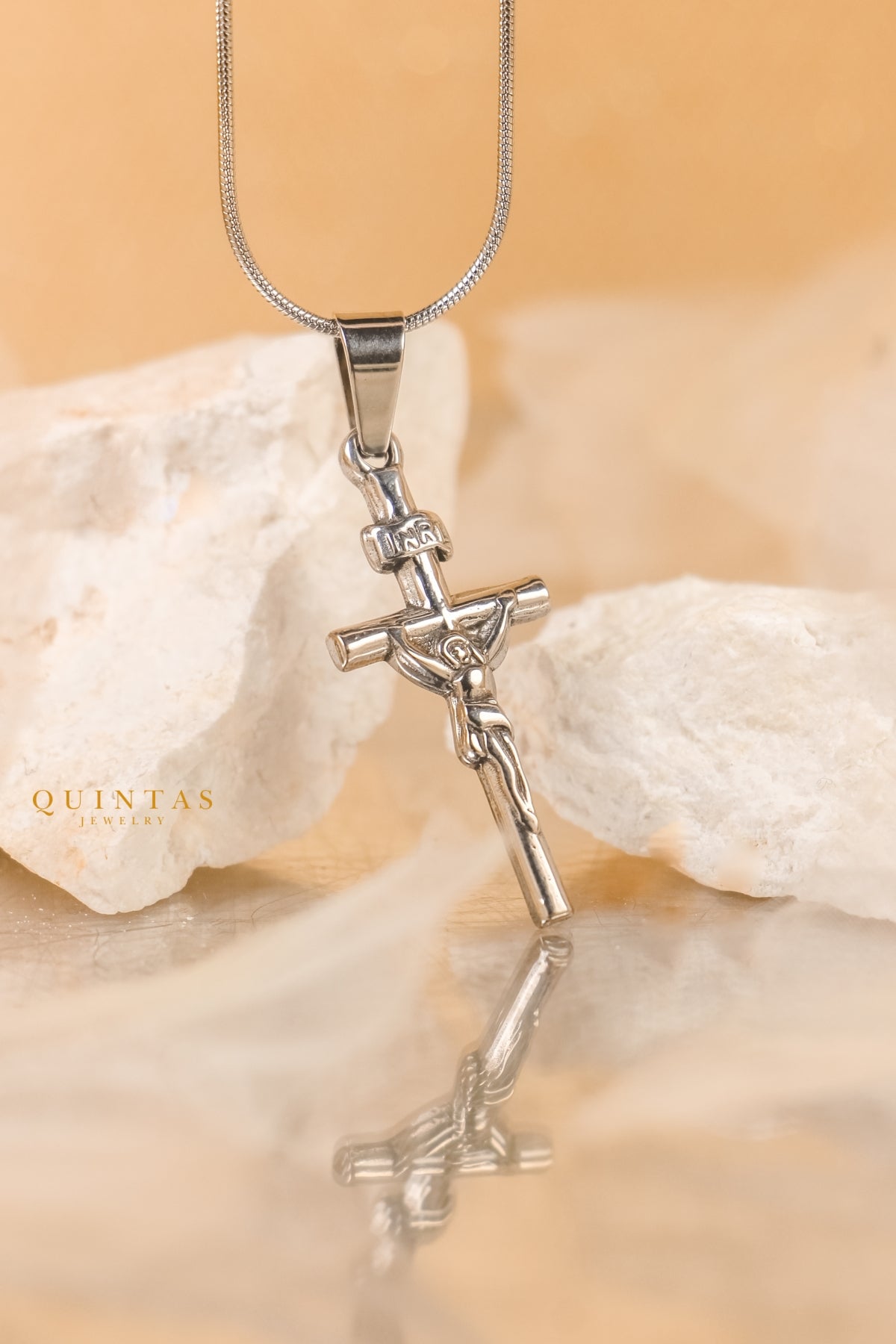 Jesus Crucifix Silver Necklace